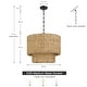 preview thumbnail 6 of 9, 4-Light Natural Rattan Traditional Drum Pendant Light Black Canopy - Black/earthy - 20 in. W