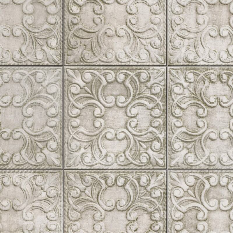 Merola Tile Victorian Tin Zinc 17-3/8" x 17-3/8" Porcelain Wall Tile