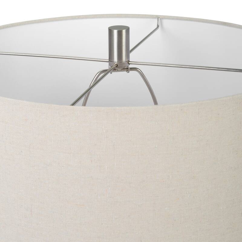 Urn Style Ceramic Table Lamp with Drum Shade - 24.75" - Gray and White