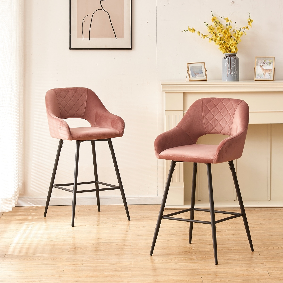 Blush pink cheap breakfast bar stools