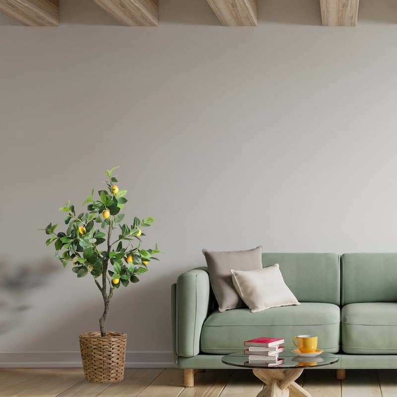 American Art Decor Artificial Faux Tree in White Tapered Ceramic Pot