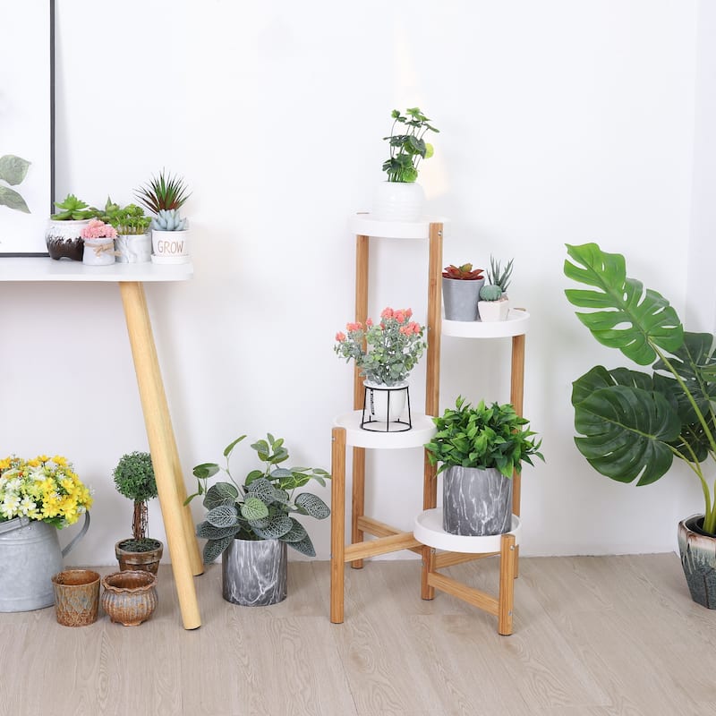 Solid Bamboo Tall Plants Stand Pot Holder Display Rack Indoor&Outdoor