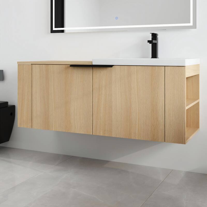 Malwee 48" Floating Bathroom Vanity,Wall Mounted Bathroom Vanity with Sink and 2 Side Shelf - 47.0"×18.0"×19.5"