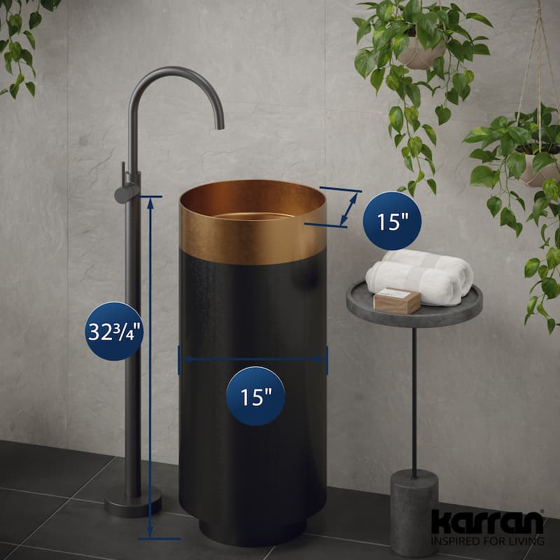 Karran USA CCP200 Cinox 15" Circular Stainless Steel Pedestal Bathroom