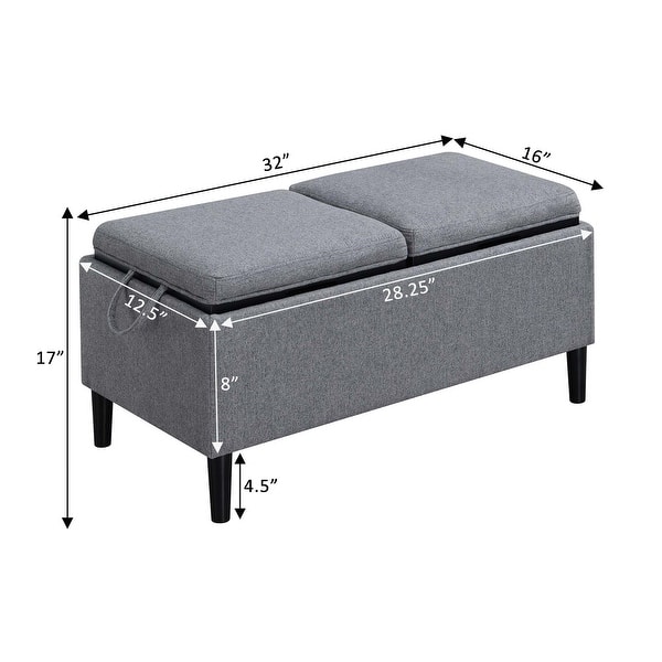 dimension image slide 5 of 7, Convenience Concepts Designs4Comfort Magnolia Storage Ottoman with Reversible Trays