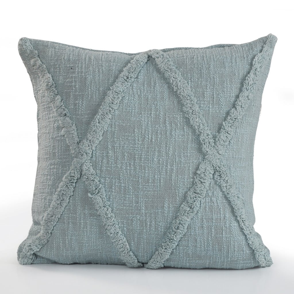 HomeRoots 20" X 20" Gray 100% Cotton Diamond Zippered Pillow