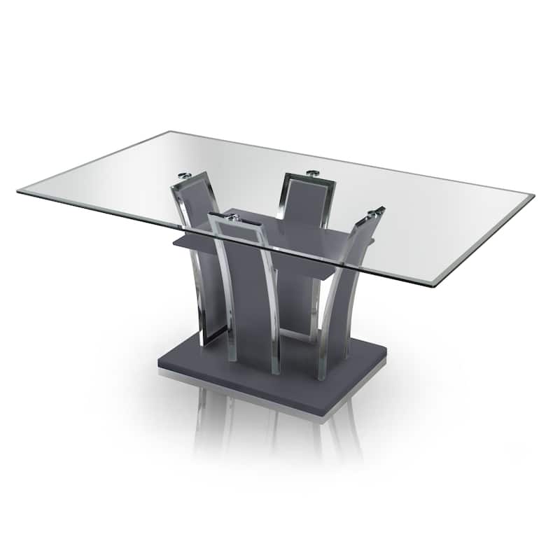 Furniture of America Resk Modern 72-inch Glass Top Wood Dining Table