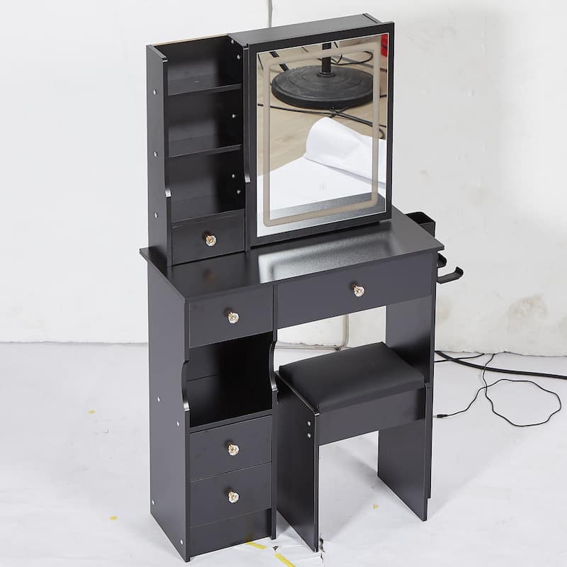 29.2" Compact Left-Drawer Vanity Set with LED Mirror and Power Station