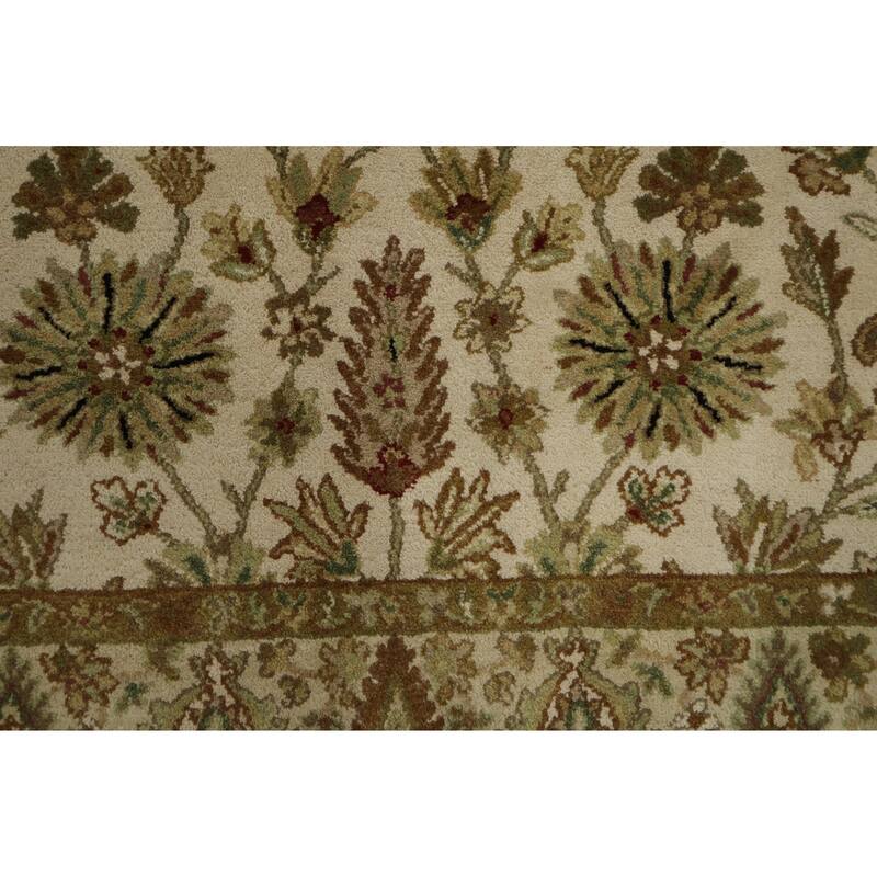 Hand Knotted Oriental 100% Wool Carpet Traditional All-Over Beige & Ivories Agra Area Rug - 6' 2'' X 4' 0''
