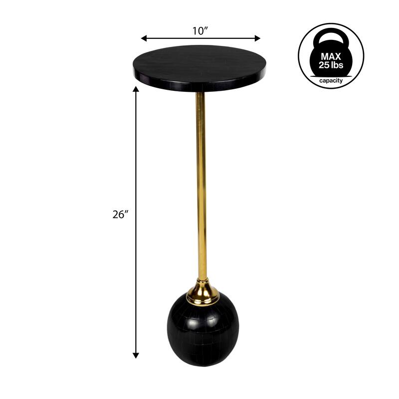 Blanche 26" Metal/Resin Mosaic Pedestal Drink Table, by JONATHAN Y