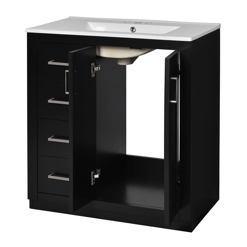 Bathroom Vanity with Sink, Vanity Set with Undermount Sink, Bathroom Storage Cabinet with 3 Drawers and Soft-Closing Doors
