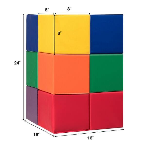 Gymax 12-Piece 8'' PU Foam Big Building Blocks Colorful Soft Blocks