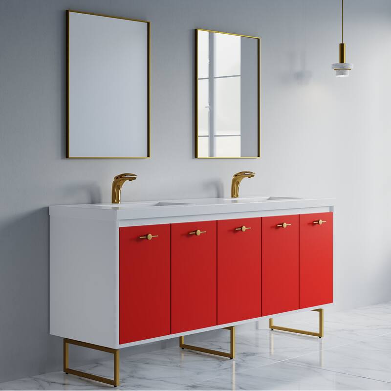 Kennan 72" Double Bathroom Vanity Set with Rectangle Legs