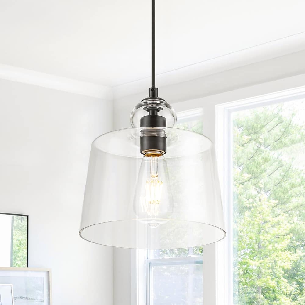 8.7" 1-Light Modern Mini Chrome/Gold/Matte Black Clear Glass Pendant Light for Kitchen Island Dining Room