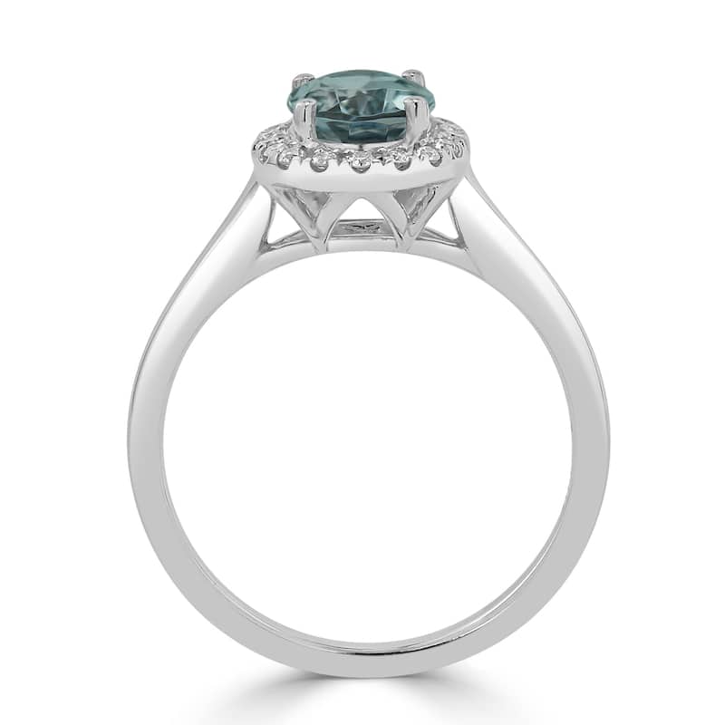 Auriya Classic 5/8ct Oval Aquamarine and Halo Diamond Engagement Ring 1/8cttw 14k Gold