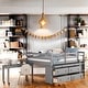 preview thumbnail 1 of 25, Full Size Wooden Loft Bed with Retractable Writing Desk and 4 Drawers, Full Size Loft Bed with Lateral Portable Desk and Shelves Grey