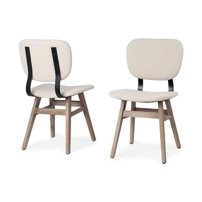 Haden Cream Fabric Wrap With Brown Solid Wood Base Dining Chair (Set of 2) - 18.5L x 18.5W x 33.3H - Set of 2 - 18.5L x 18.5W x 33.3H - Cream - Short