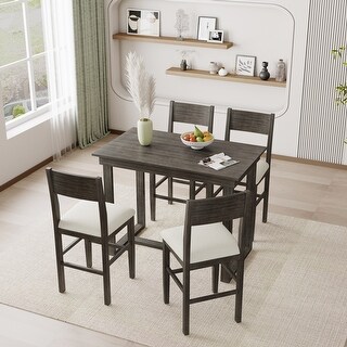 5-Piece Farmhouse Counter Height Dining Table Set - Bed Bath & Beyond ...