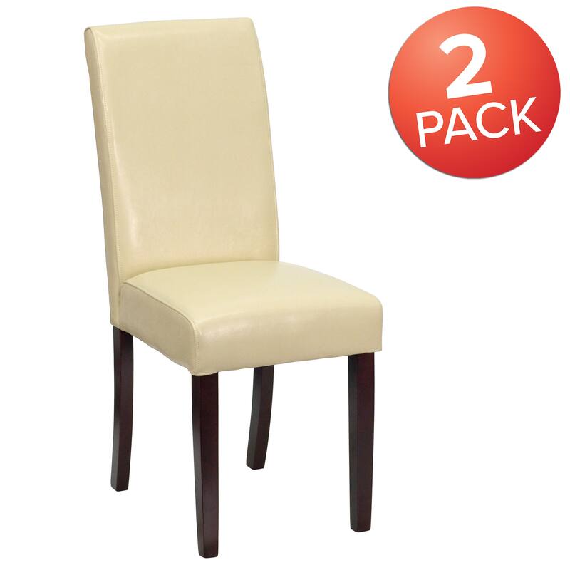 LeatherSoft Wood Parsons Chair (Set of 2)