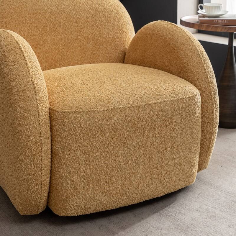 SEYNAR Modern Glam Boucle Upholstered 360 Degree Swivel Accent Armchair, Barrel Chair for Living Room