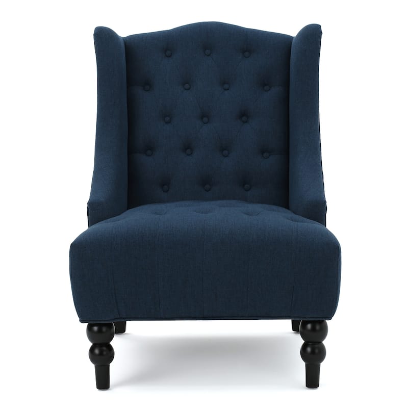 Contemporary Design Upholstered Wingback Chair, Hi-back Club Chair with Wood Legs
