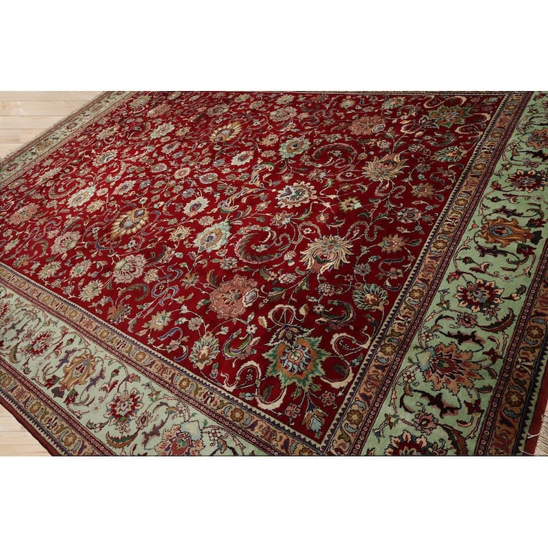 Hand Knotted Tabriz Red Persian Wool Traditional Oriental Area Rug - 11' x 15'