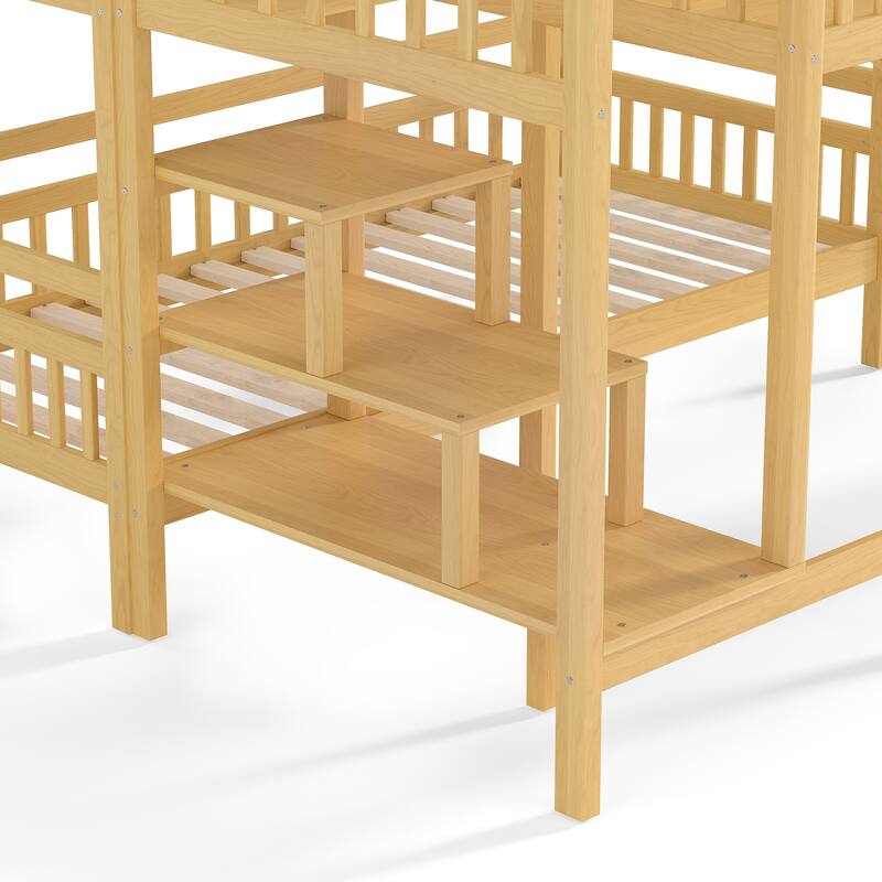 House-shaped Bunk Bed Playful Kids Bed Frame with Storage Stairs, Slide and 2 Placement Methods for Boys and Girls