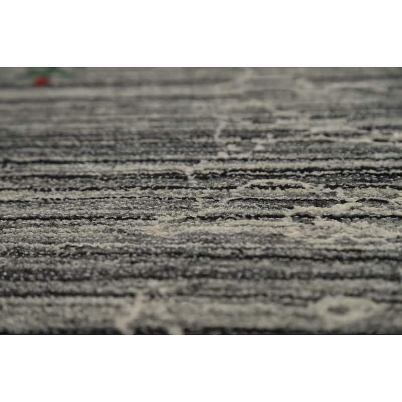 Grey Oriental Gabbeh Indian Area Rug Hand-Knotted Wool Carpet - 5'3" x 7'6"