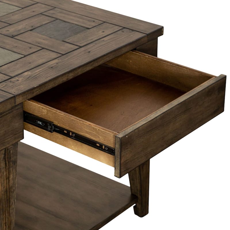 Arrowcreek Lift Top Cocktail Table, End Tables Set - Reclaimed Wood & Stone