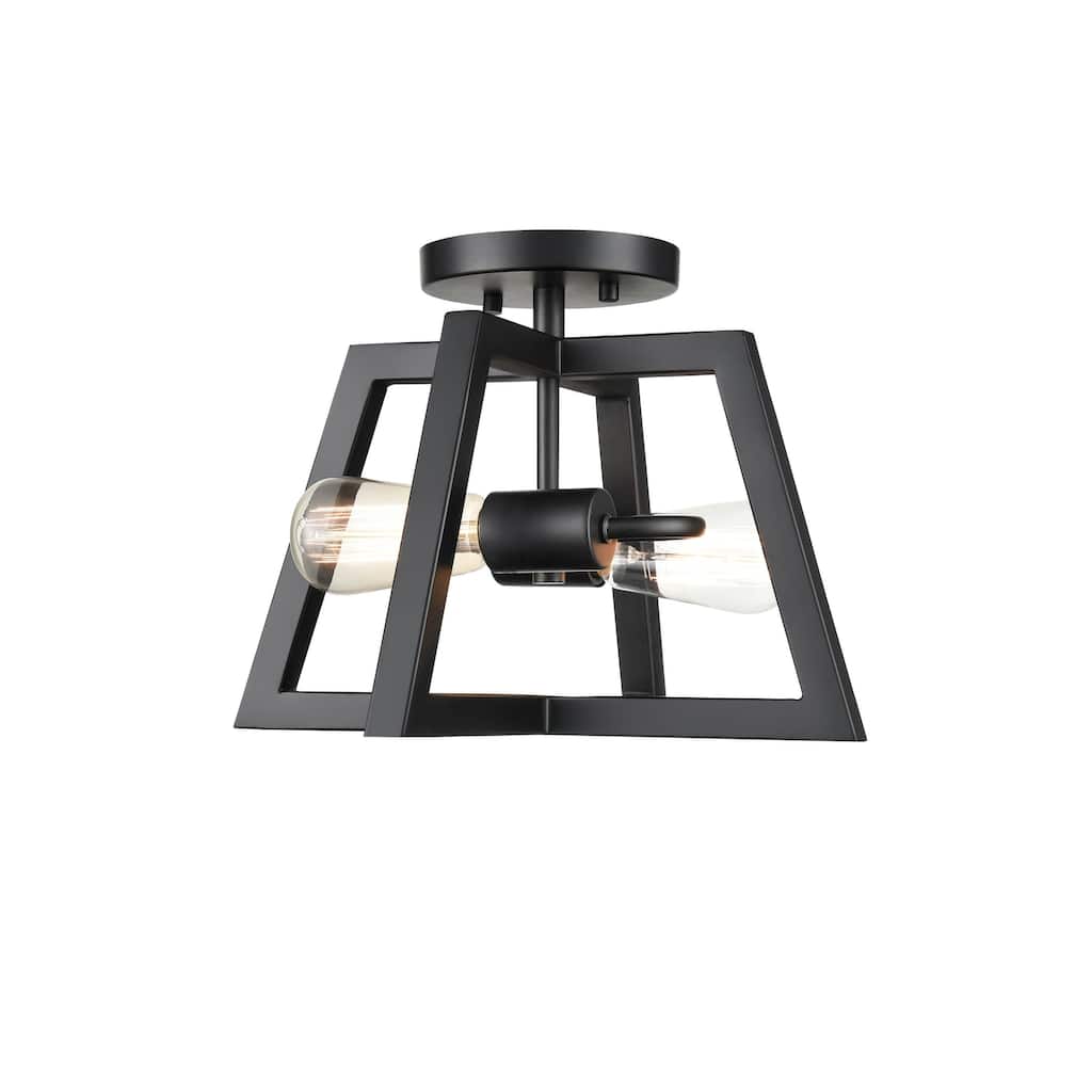 Matte Black 2 Light Semi-Flush