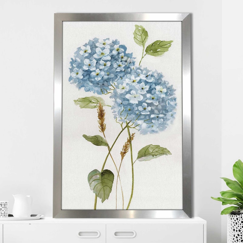 "Petite Blue Hydrangea II (Vertical)" by Nan Print on Acrylic