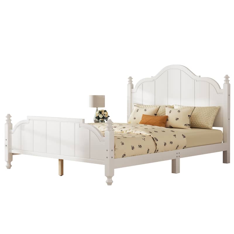Bed Frame Queen Size with Headboard, Vintage Queen Bed Frame with Slats Support, Wooden Platform Queen Bed