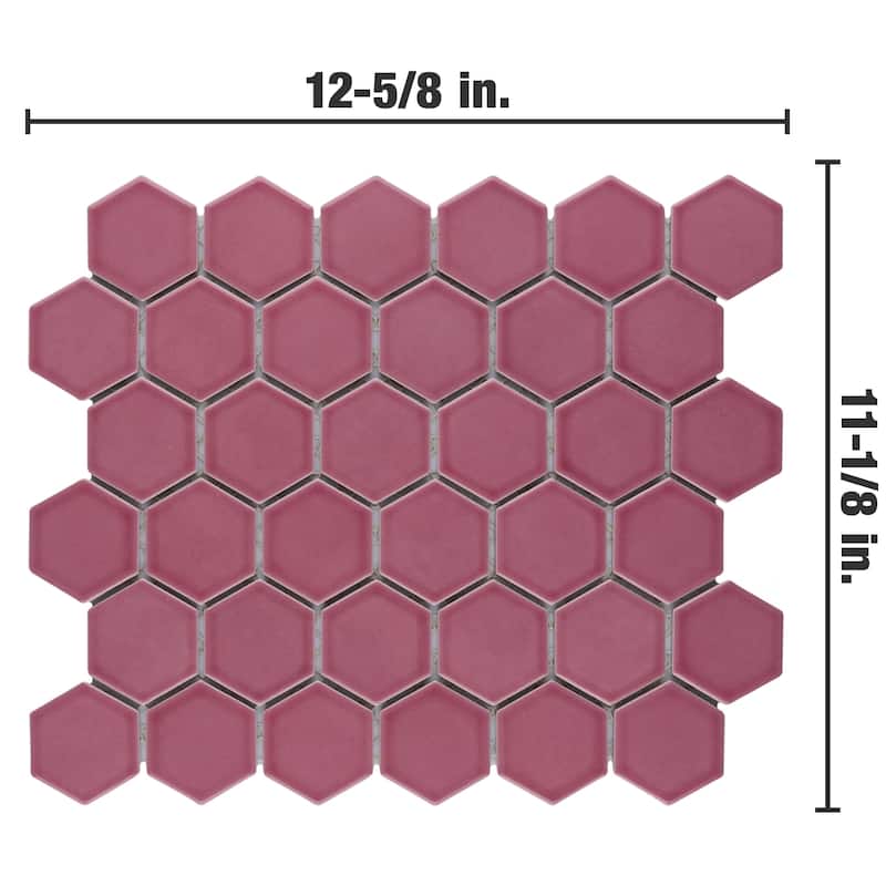 Merola Tile Tribeca 2" Hex Glossy Blush 11-1/8" x 12-5/8" Porcelain Floor and Wall Tile