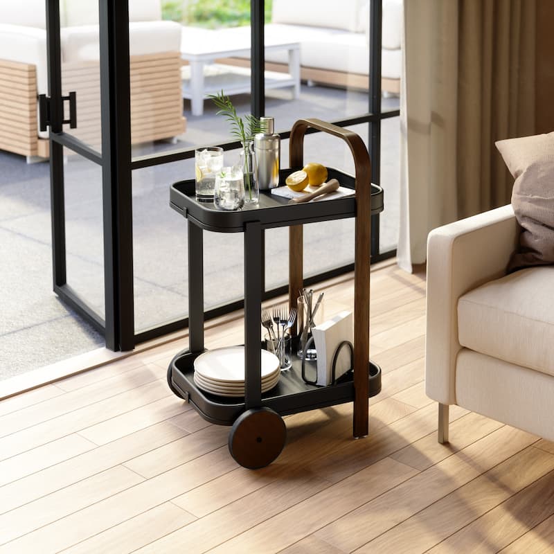 Umbra 1015392 Bellwood 17" Wide Steel and Wood Serving Cart with