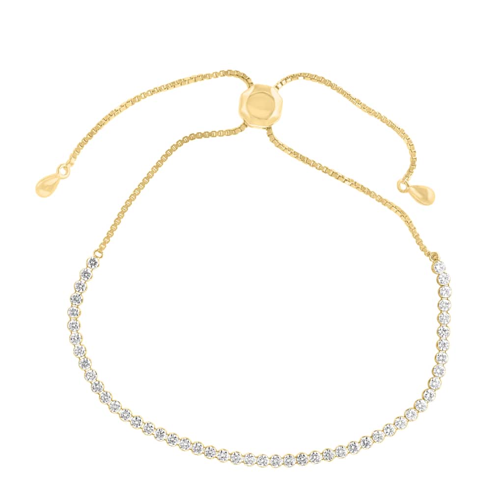 EFFY 14k Yellow Gold Diamond Bolo Bracelet