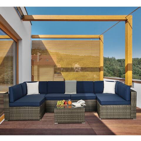 7-Piece Outdoor Garden Patio Furniture PE Rattan Wicker Sofa Sets
