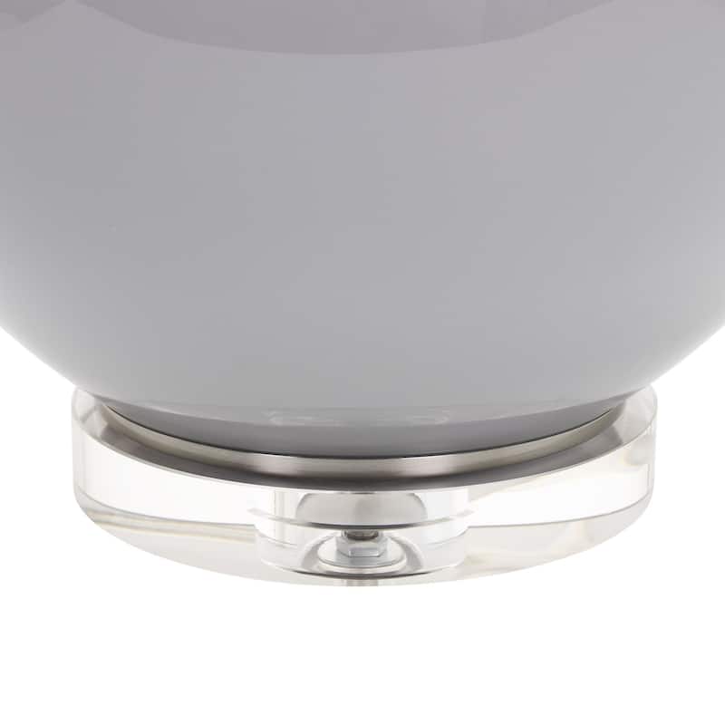 Poppy Glass Table Lamp with Linen Lamp Shade