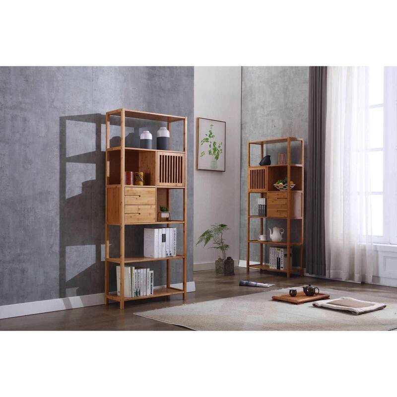 Selma Bamboo Bookcase Right Facing Spindle Cabinet