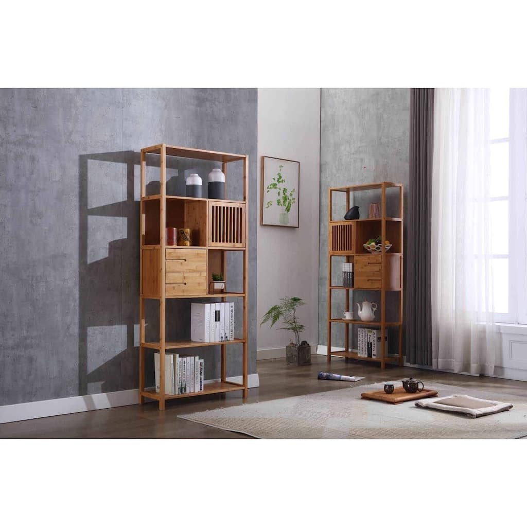Selma Bamboo Bookcase Right Facing Spindle Cabinet