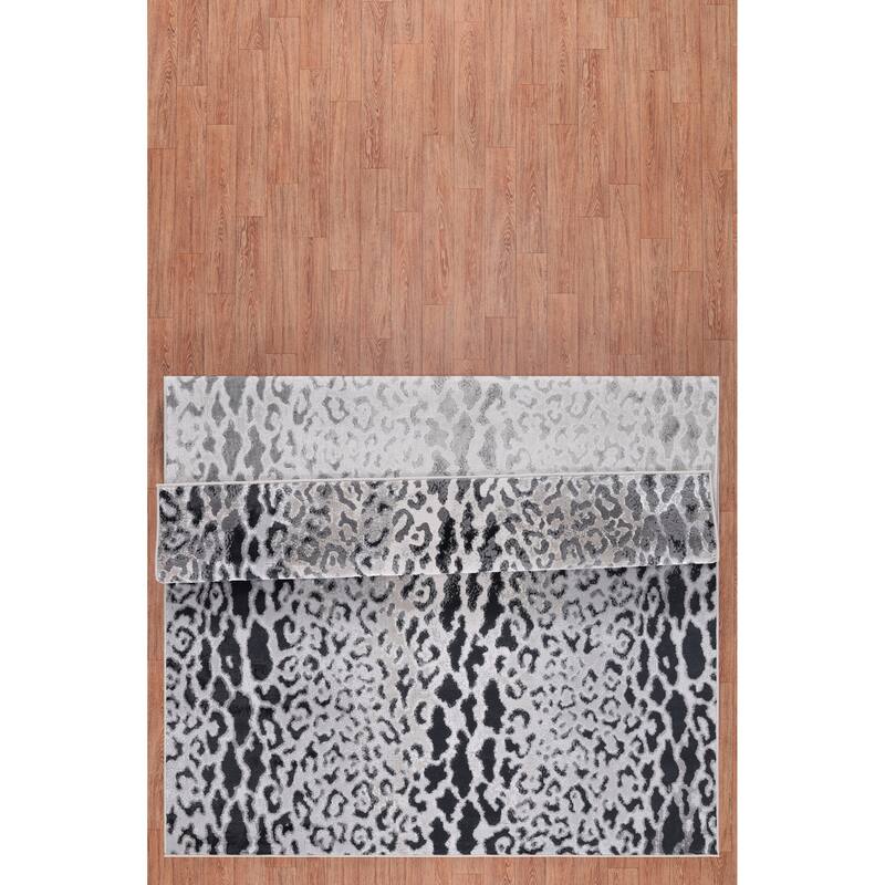 Nevada Collection Abstract Animal Print Neutral Area Rug