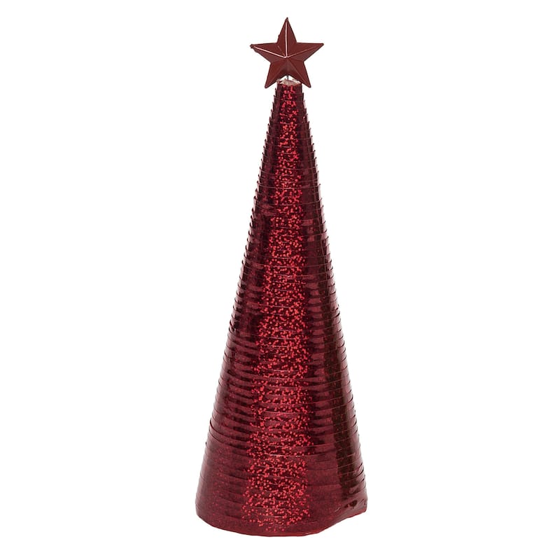 Transpac Ribbon Wrapped Tree Decor Set of 2 Christmas Home Decorations