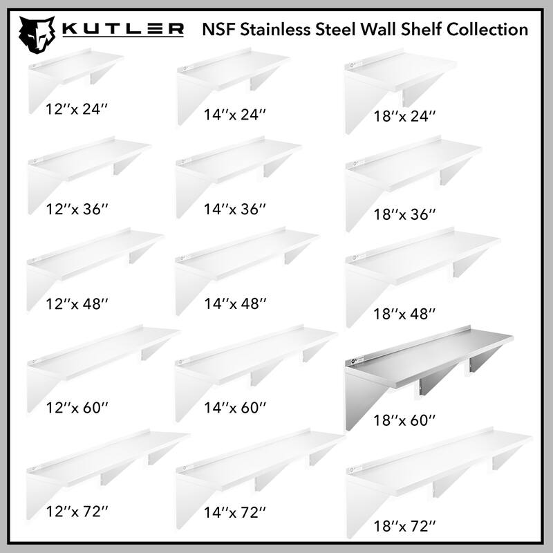 Stainless Steel Shelf NSF Commercial Kitchen Wall Shelving