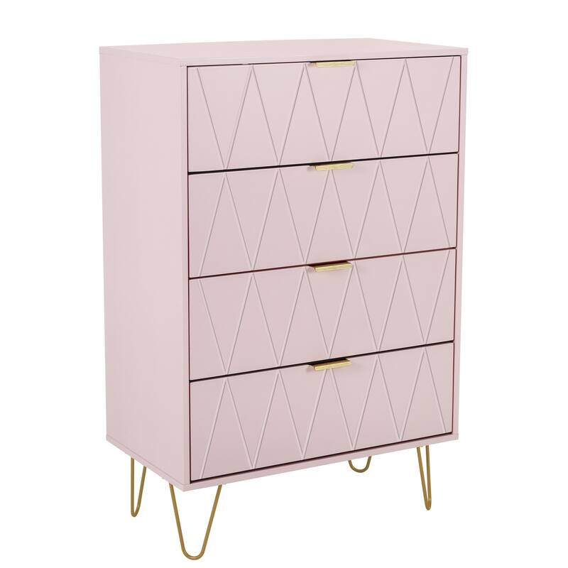 4 Drawers Chest Of Dresser Tall Storage Tower Cabinet with Metal Legs