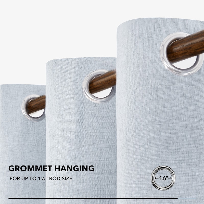 Deconovo Faux Linen Total Blackout Grommet Curtain (2 Panels)