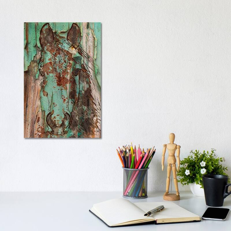 iCanvas "Green Horse" by Irena Orlov Canvas Print - 12x8x0.75