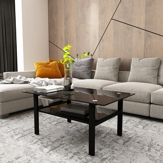Black Glass Coffee Table for Living Room - Bed Bath & Beyond - 36099275