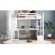 preview thumbnail 17 of 33, Full Size Loft Bed with L-shaped Multi-storage Desk, LED light & USB Charging Station, Wooden Loft Bed Storage Bench w/2 Drawers