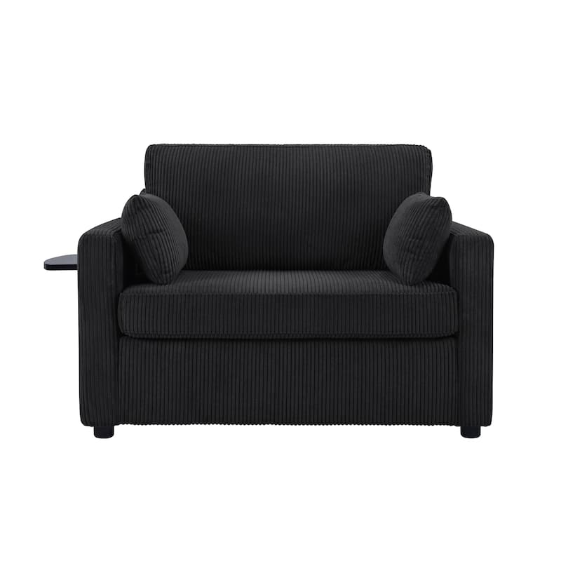 Roomfitters Twin Sofa Bed with Foldable Mattress, Side Table, Storage Pocket and USB Ports for Living Room