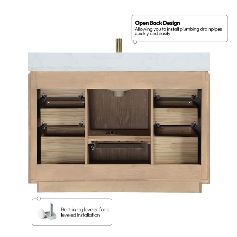 San Single Bath Vanity with Composite Stone Top without Mirror
