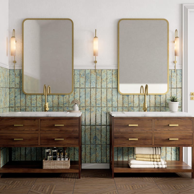 Merola Tile Gaudi React Brick Ocean 2-3/8" x 9-3/4" Porcelain Floor and Wall Tile - Case (34 Tiles)